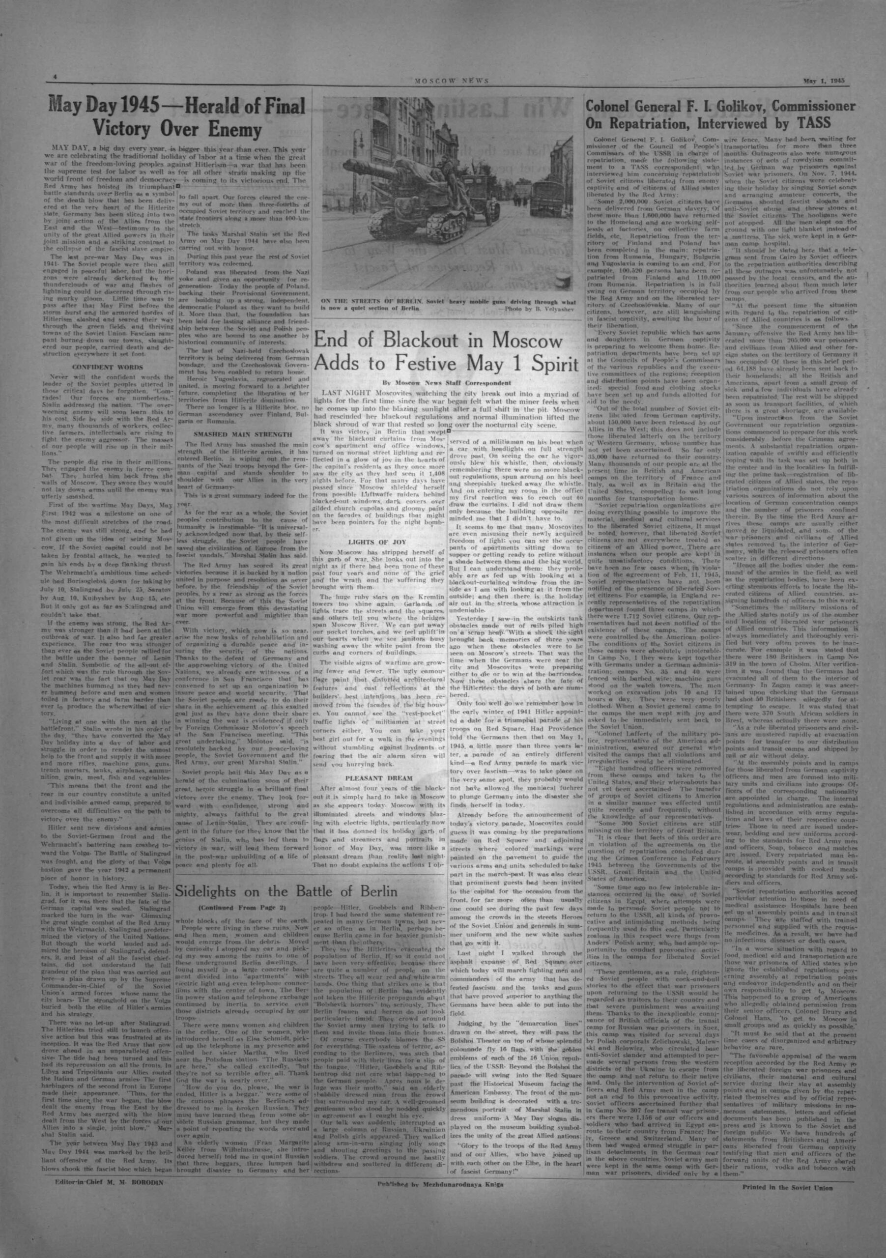 №35 Moscow News от 1 мая 1945 года