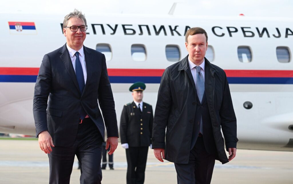 Прилет президента Сербии Александра Вучича в Москву для участия в праздновании 80-летия Победы
