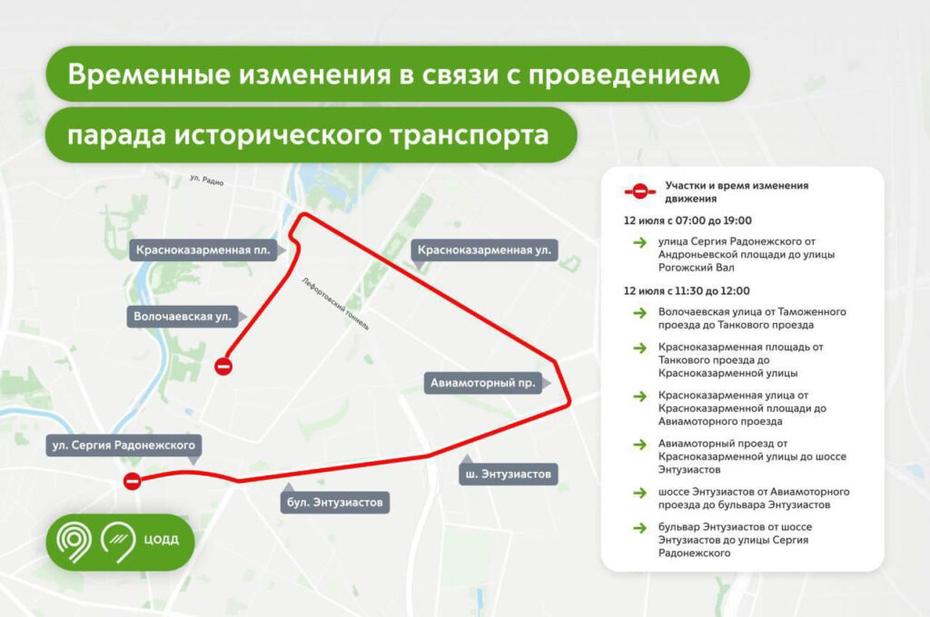 Перекрытия из-за парада ретротранспорта