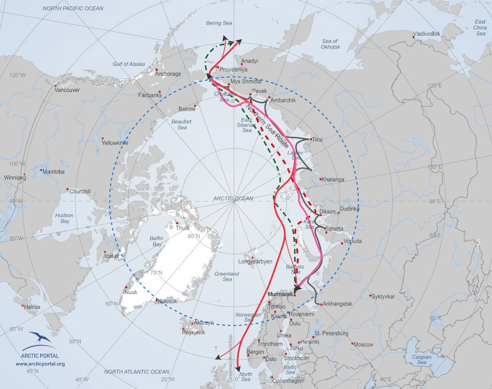 Северный морской путь на карте