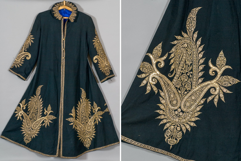 Пальто с вышивкой. Индия, Кашмир, 1950-е гг. Шерсть, шелк, золотная нить, пайетки, вышивка