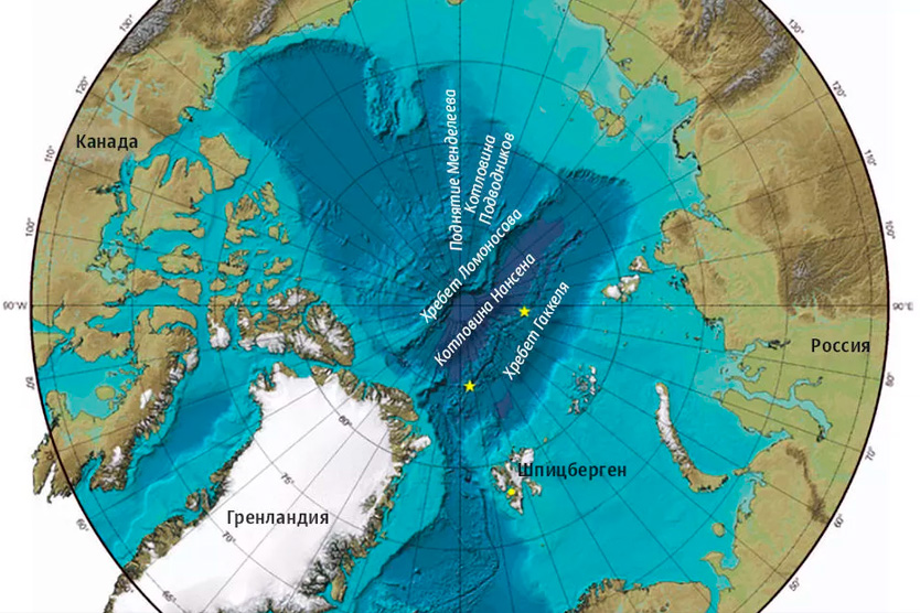 Подводные хребты в Арктике