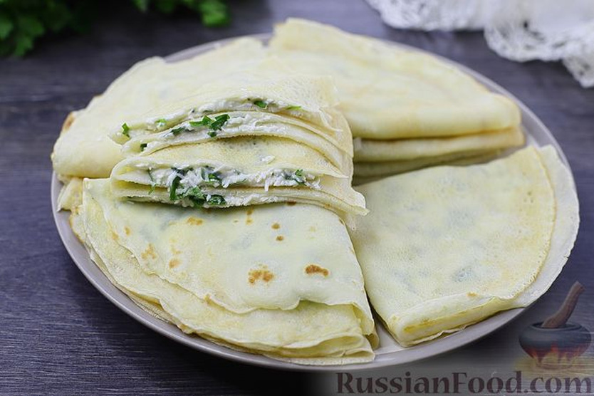 Блины с брынзой и зеленью