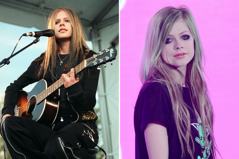 Аврил Лавин в 2002-м и 2011 году