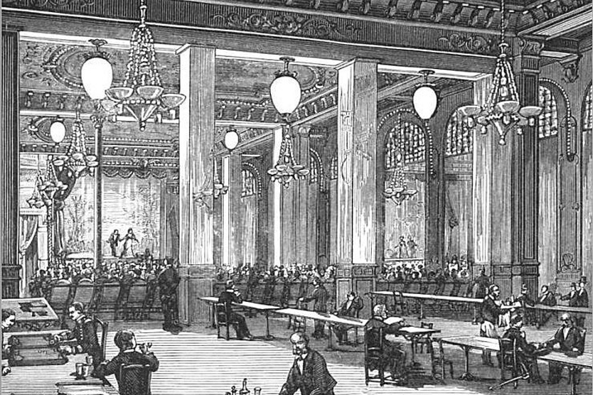 Свечи Яблочкова в музыкальном зале, Париж, 1880 год