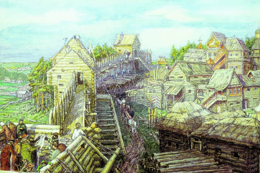 «Строительство деревянных стен Кремля», А. Васнецов