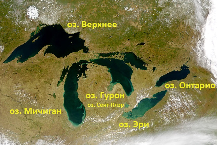 Карта Великих озер