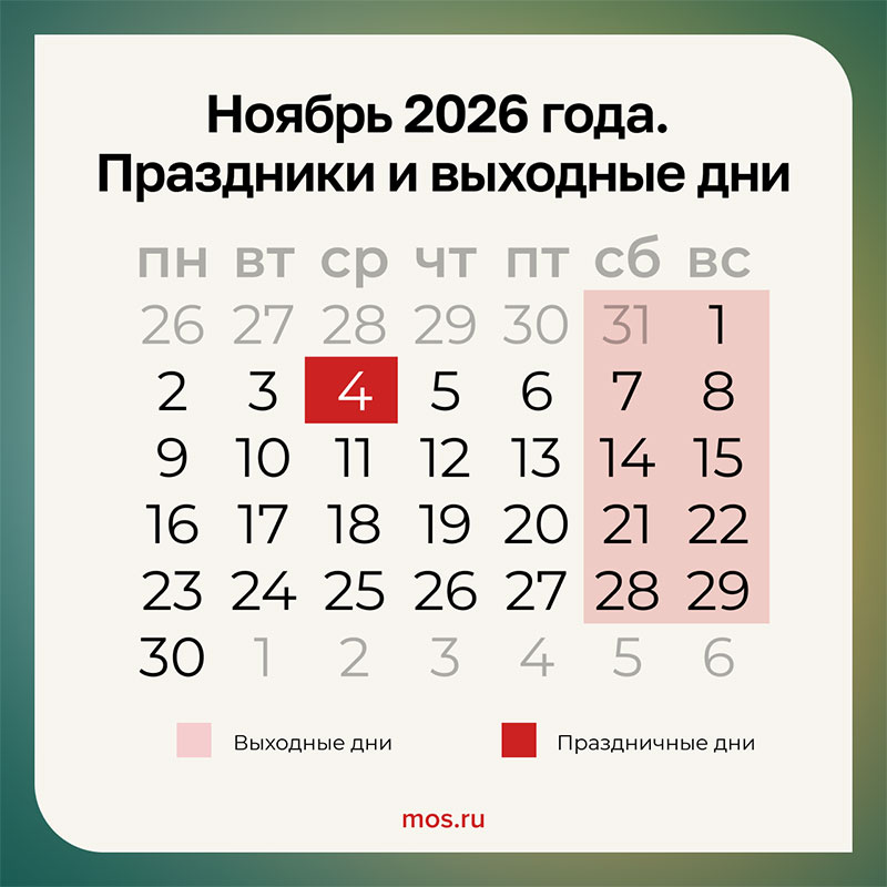 Календарь ноябрьских праздников 2026