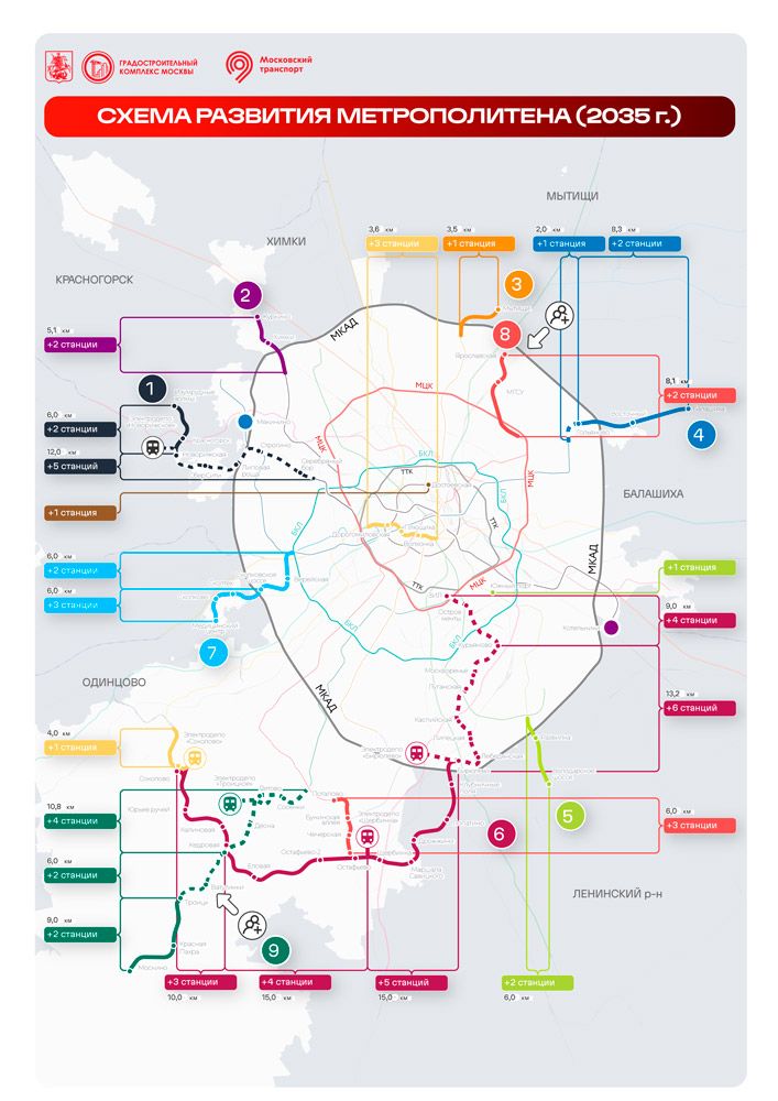 Схема развития метро до 2035 года